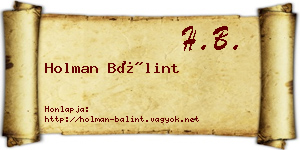 Holman Bálint névjegykártya