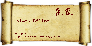 Holman Bálint névjegykártya